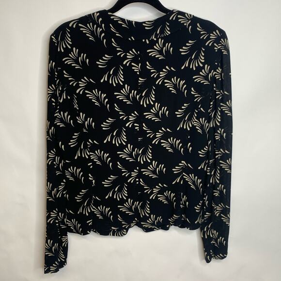 Dana Buchman Black Cream Patterned Blazer Evening Jacket Sz 10 - Picture 6 of 9